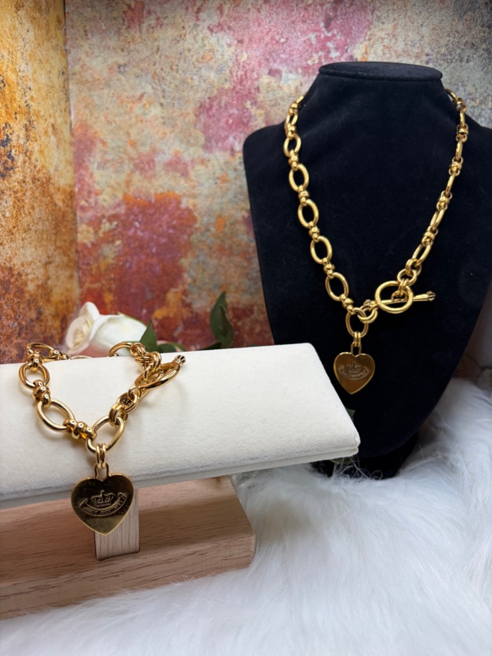 Juicy Couture Gold-Tone Heart Toggle Necklace and bracelet set